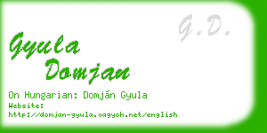 gyula domjan business card